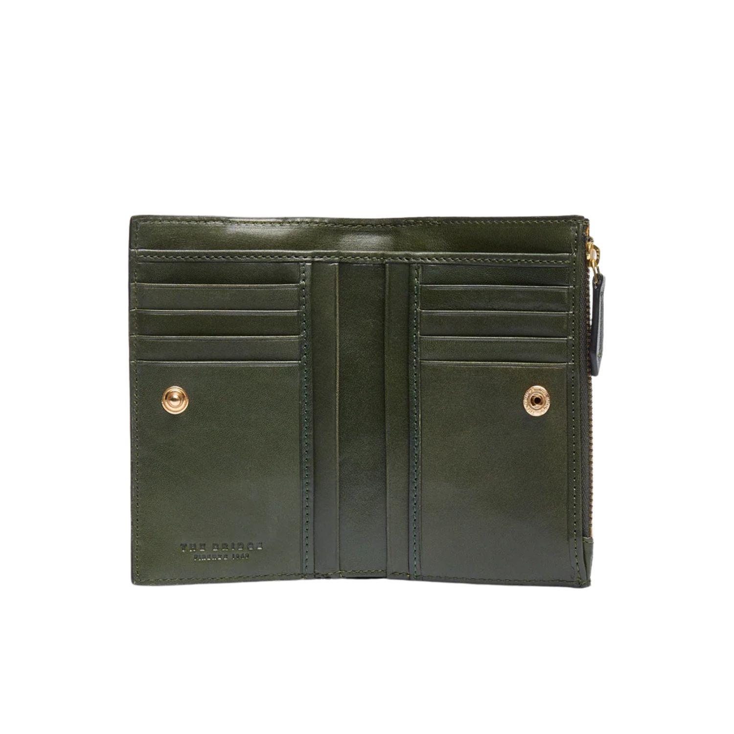 The Bridge - Portafogli in pelle donna piccolo con portamonete linea Lucrezia, Verde