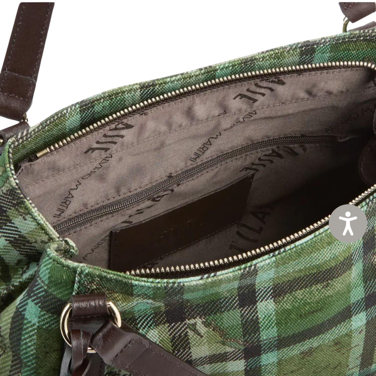 Alviero Martini - Borsa a mano Tartan Soul, Verde Muschio