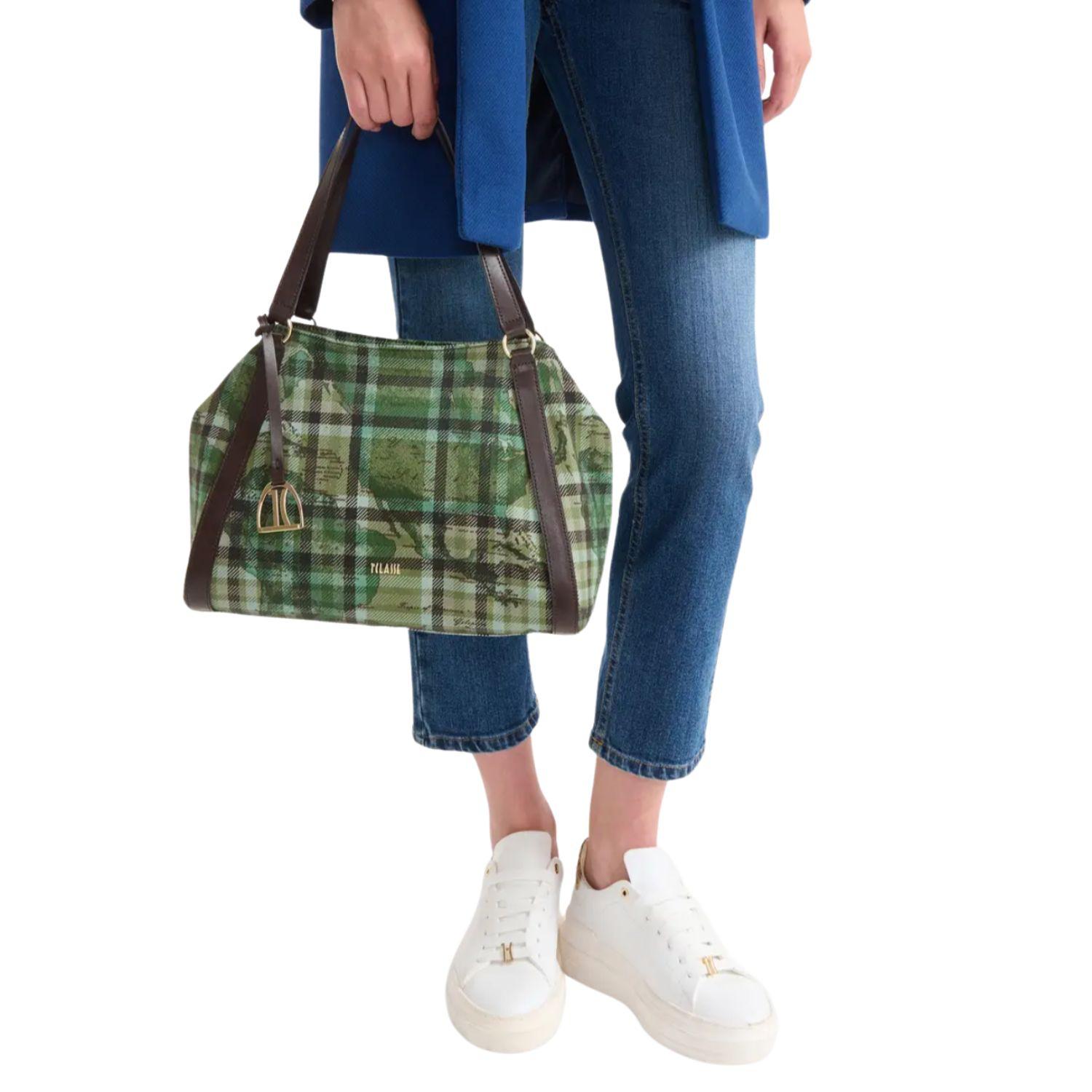 Alviero Martini - Borsa a mano Tartan Soul, Verde Muschio
