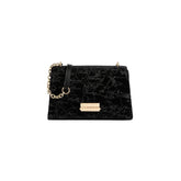 Alviero Martini - Borsa a Tracolla con patta e catena in velluto, Nero