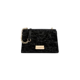 Alviero Martini - Borsa a Tracolla con patta e catena in velluto, Nero