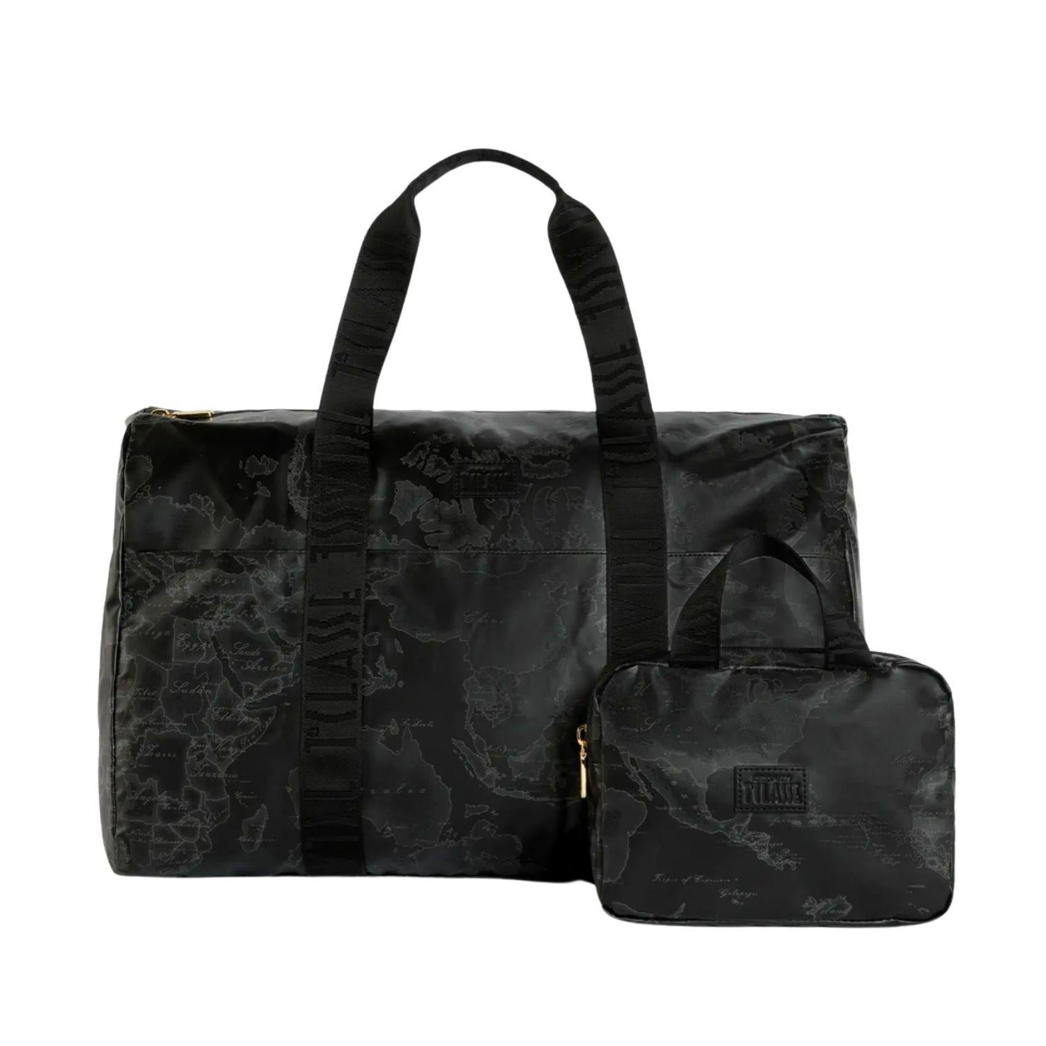 Borsone pieghevole con mini beauty Geo Soft, Nero