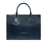 Borsa a mano in pelle con tracolla removibile Ida, Blu Oltremare