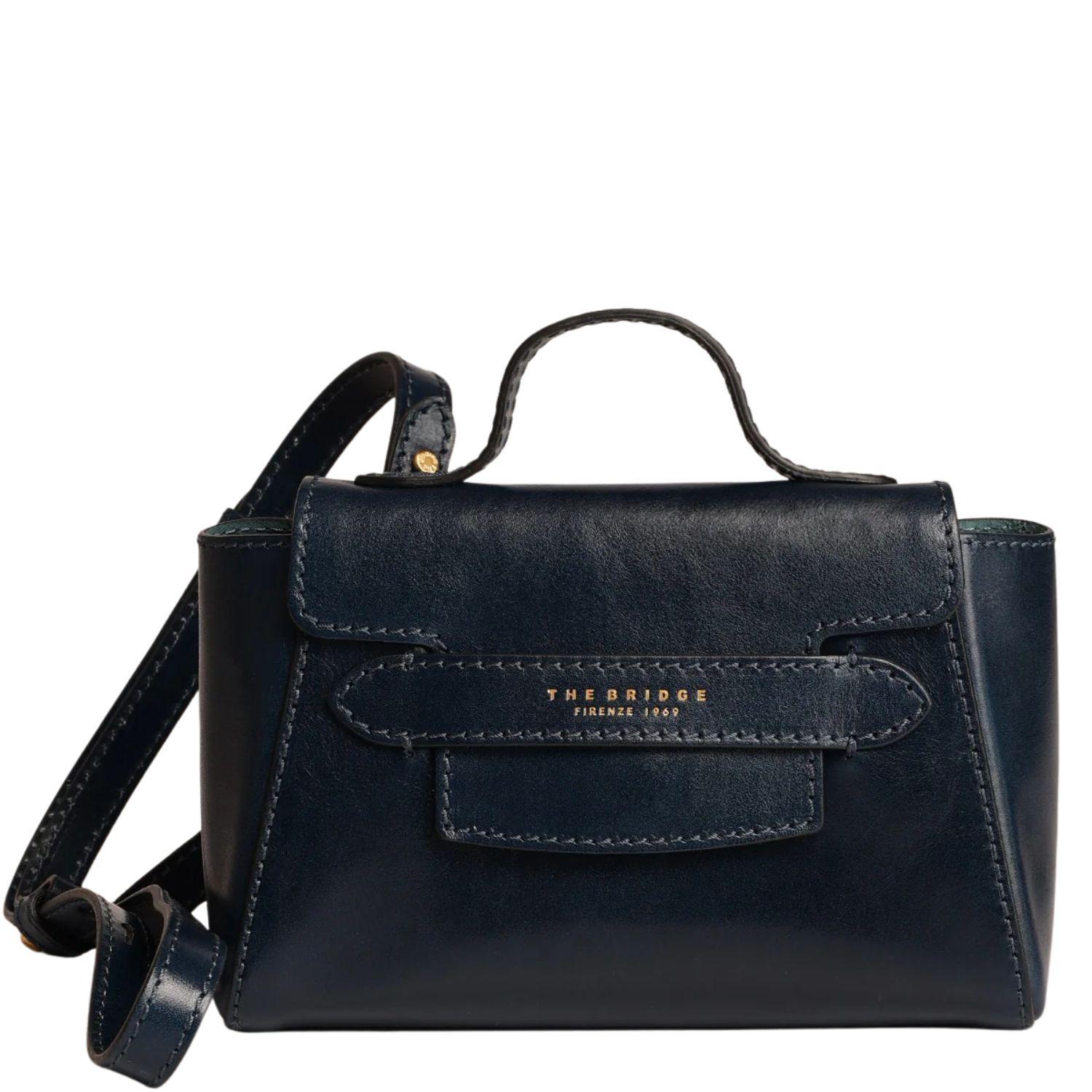 The Bridge - Borsa pelle donna con tracolla removibile Lucrezia, Blu Oltremare