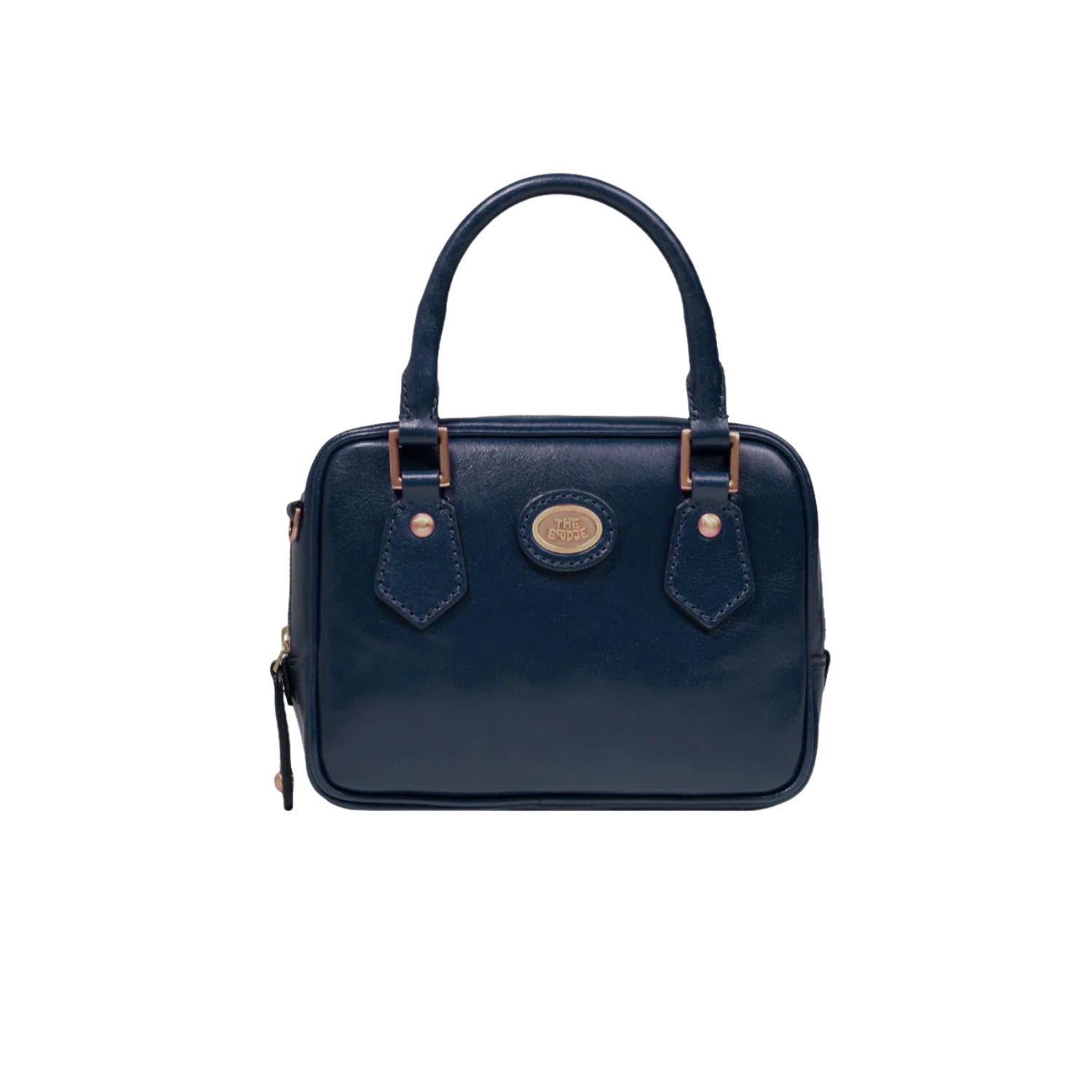 The Bridge - Bauletto piccolo in pelle con tracolla removibile, Blu Oltremare