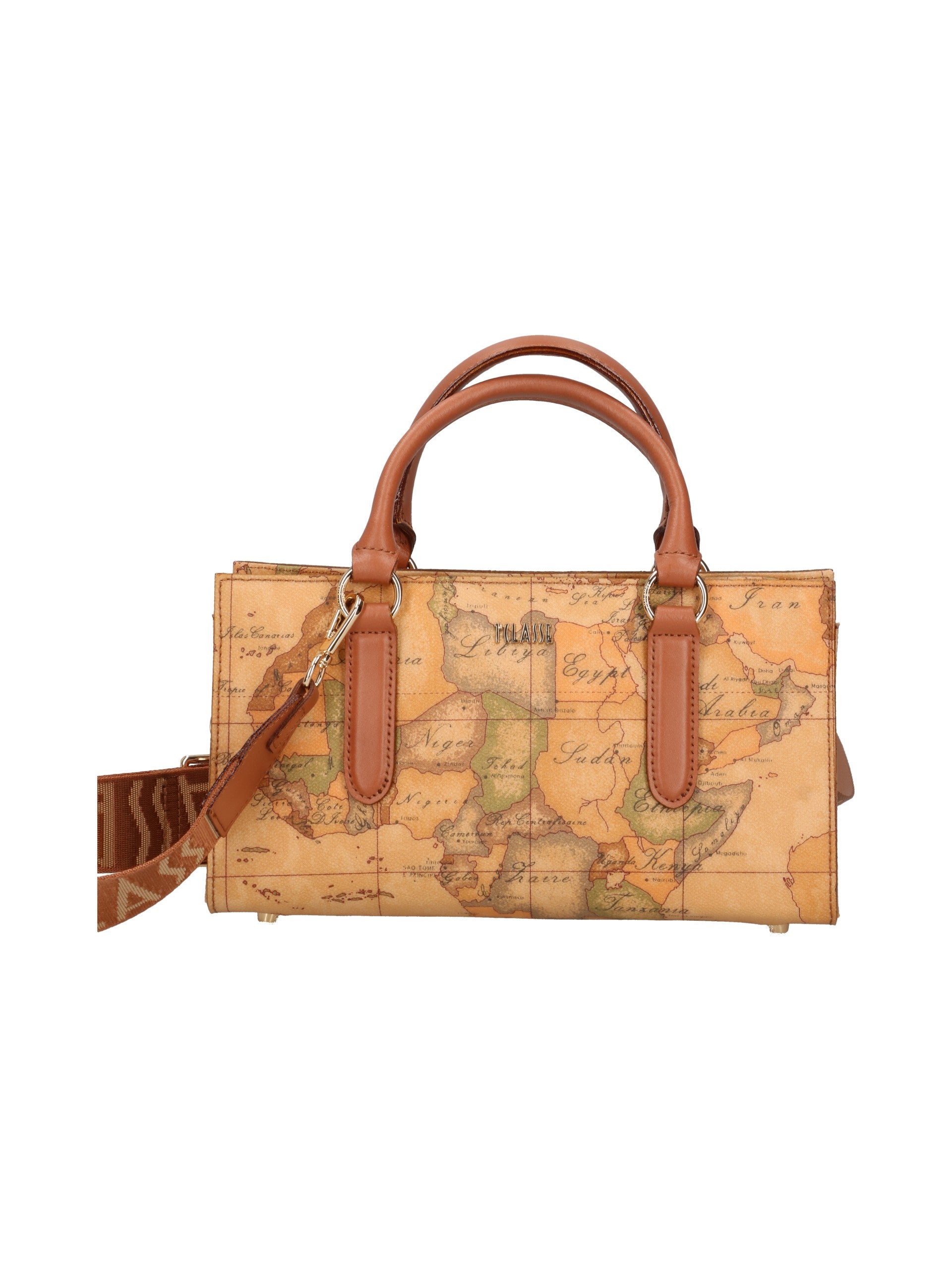 Alviero Martini - E052 Geo Classic borsa a mano con tracolla a nastro, Beige