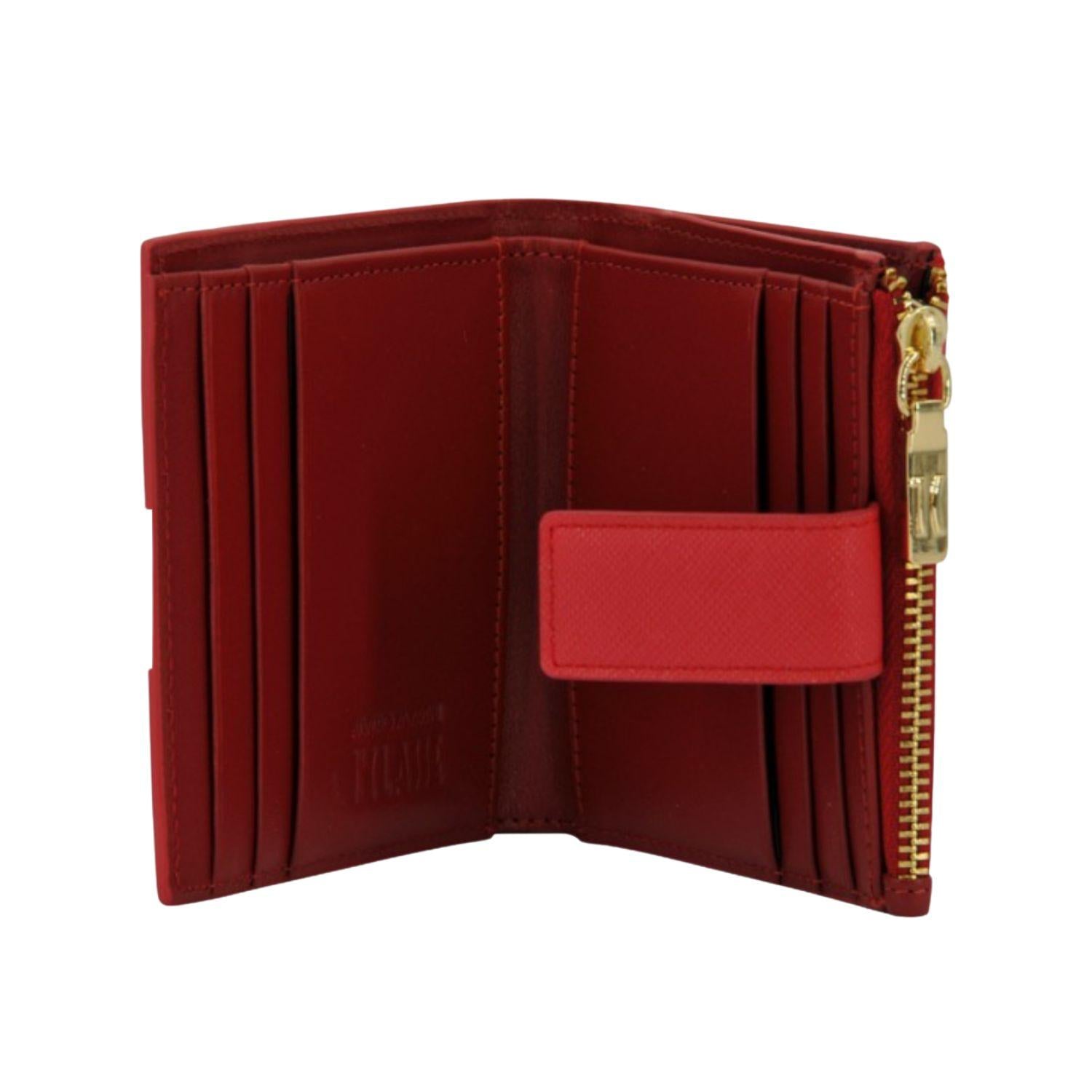 Alviero Martini - Portafoglio piccolo con bottone e zip, Rosso