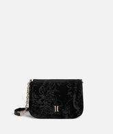 Alviero Martini - Moments Bag tracolla con patta e catena in velluto Geo, Nero