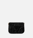 ALVIERO MARTINI -Moments Bag tracolla con patta e catena in velluto Geo, Nero