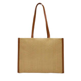 PATRIZIA PEPE - Borsa grande in rafia e pelle, Beige