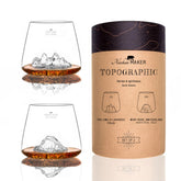 Alaskan Maker - Set 2 bicchieri in vetro borosilicato con topografia Monte Rosa, Tre Cime, Trasparente