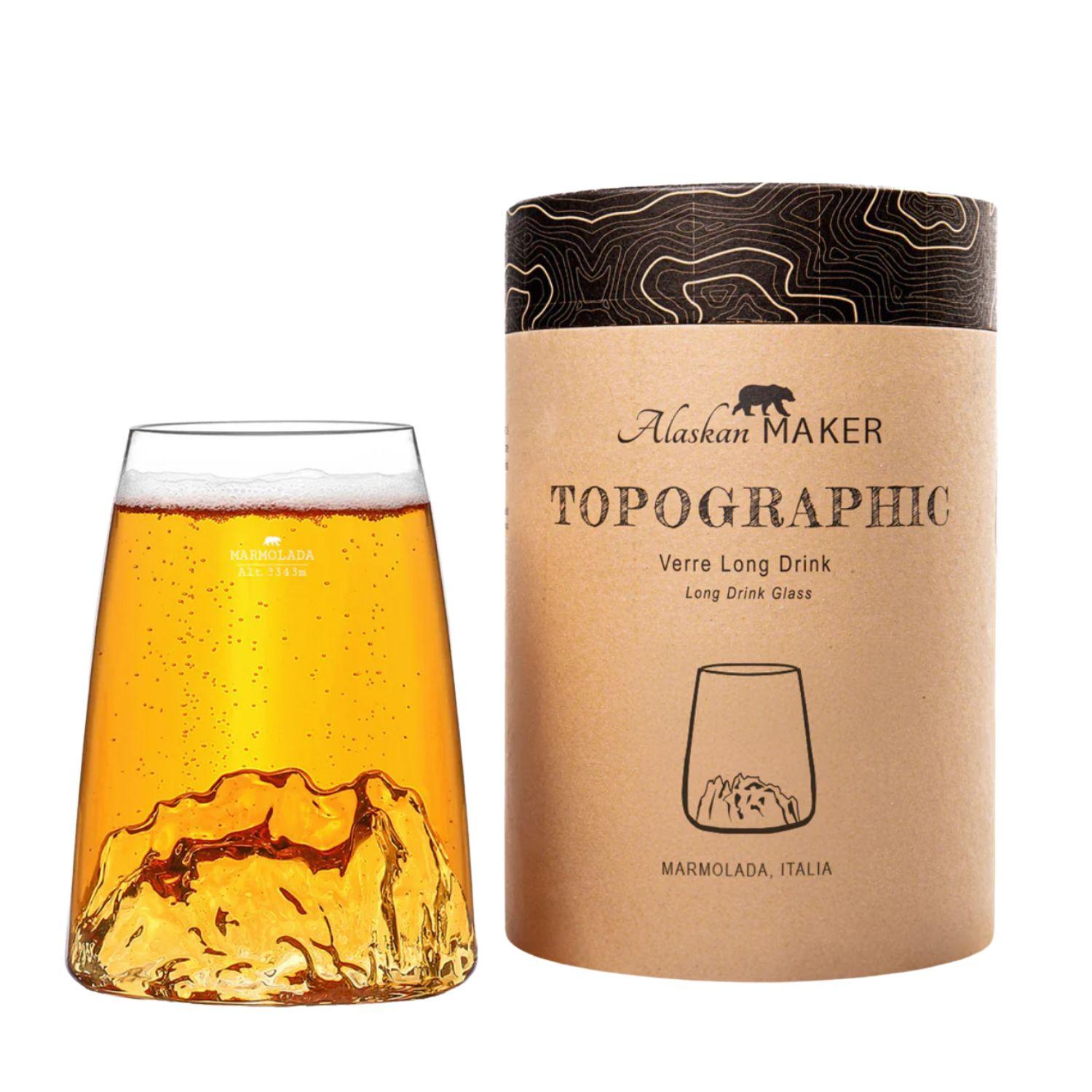 Alaskan Maker - Bicchiere long drink con topografia Marmolada, Trasparente
