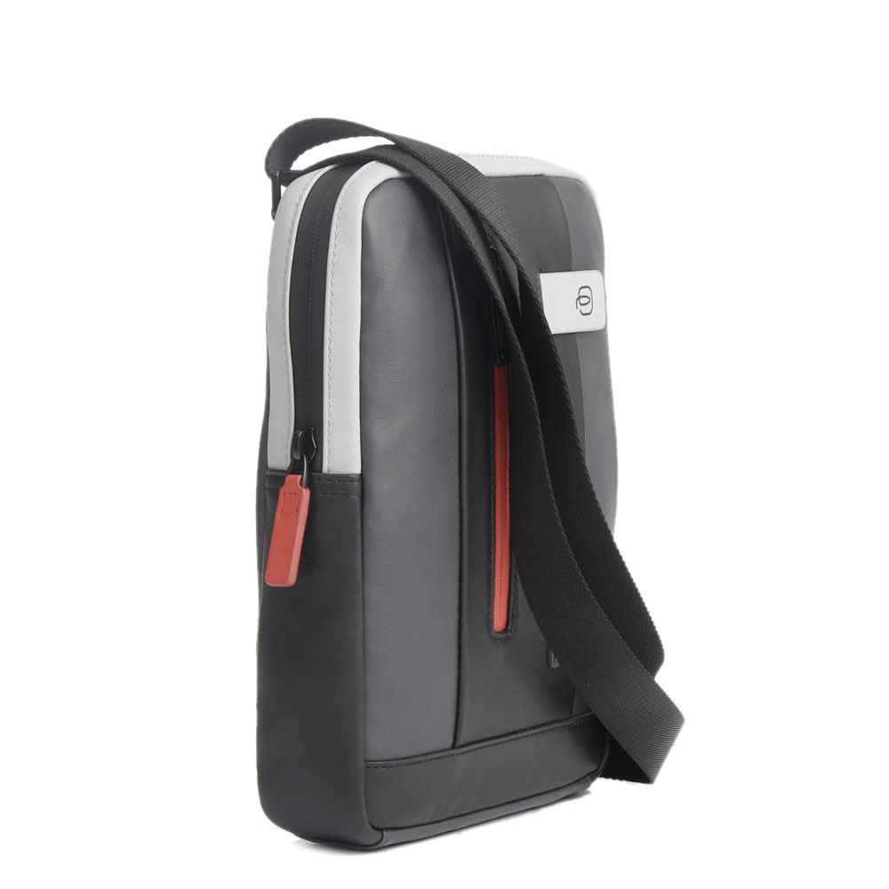 PIQUADRO - Borsello in pelle porta iPad Urban, Grigio/Nero