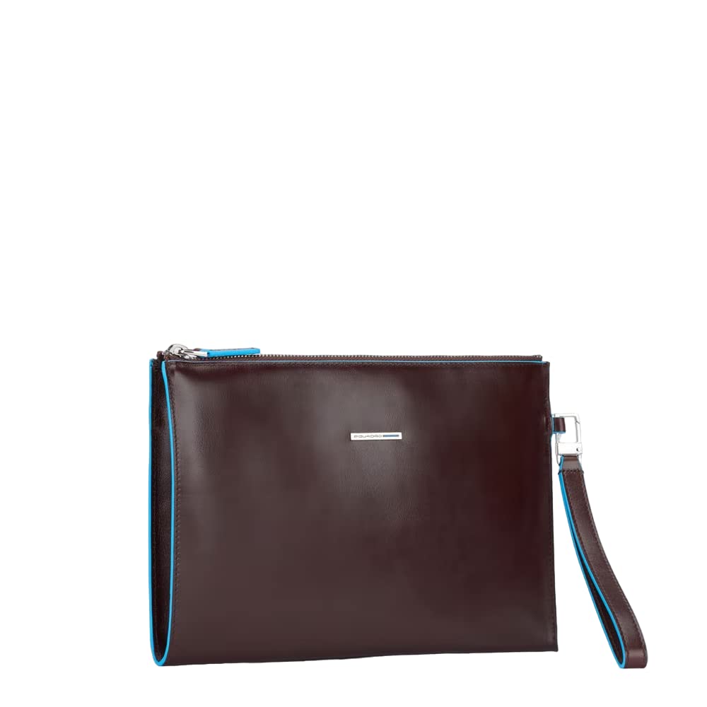 PIQUADRO - Pochette in pelle sottile Blue Square, Mogano