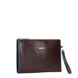 PIQUADRO - Pochette in pelle sottile Blue Square, Mogano
