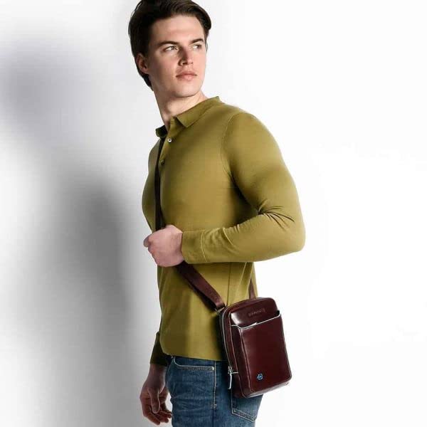 PIQUADRO - Borsello organizzato porta iPad Mini Blue Square Marrone