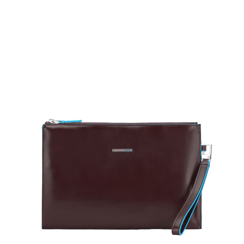PIQUADRO - Pochette in pelle sottile Blue Square, Mogano