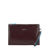 PIQUADRO - Pochette in pelle sottile Blue Square, Mogano