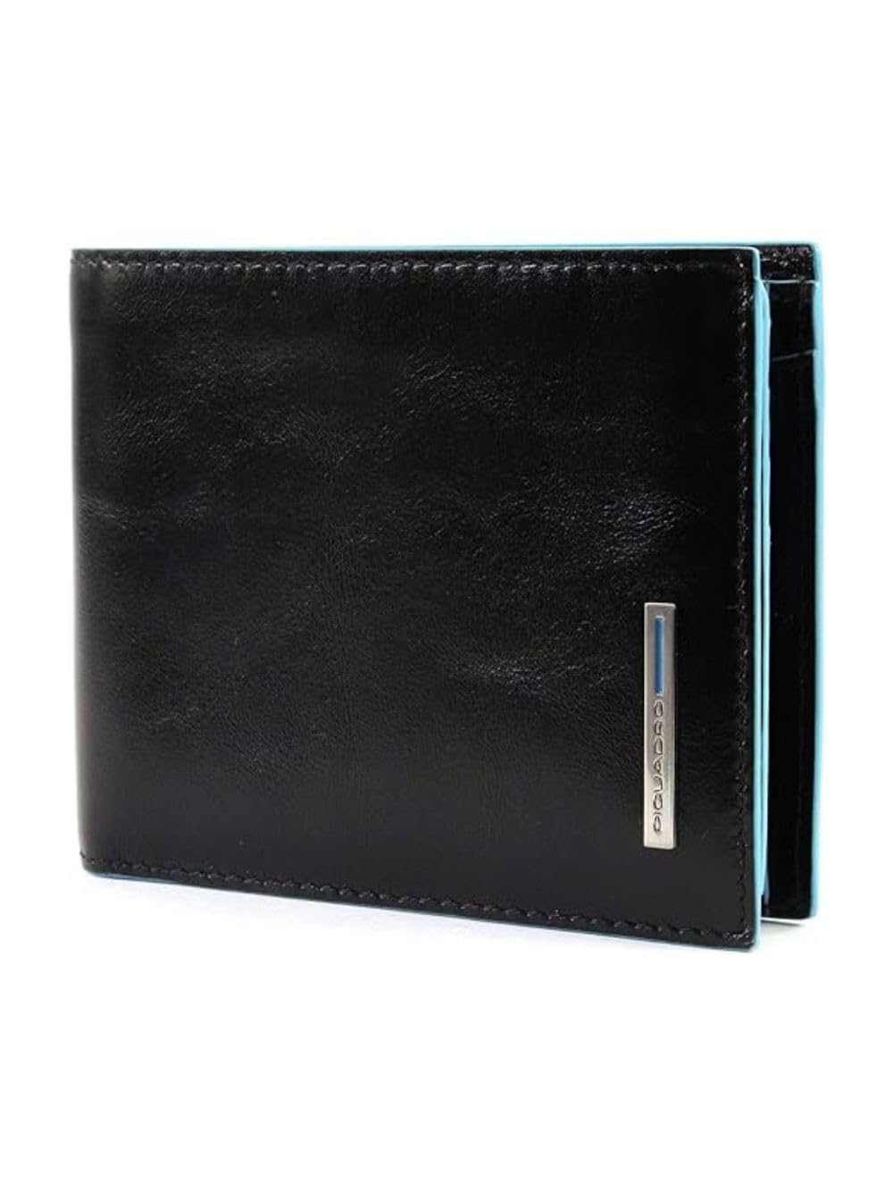 Piquadro - Portafoglio uomo compatto con portamonete e carte di credito Blue Square, Nero