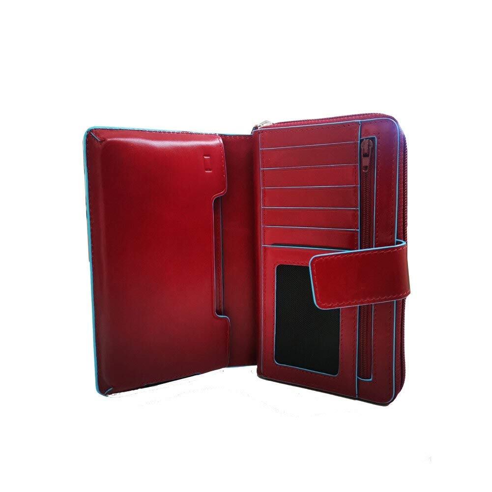 PIQUADRO -Portafogli donna grande Blue Square, Rosso