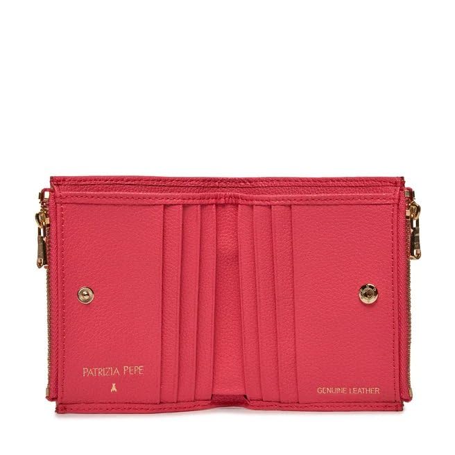 PATRIZIA PEPE - Portafoglio piccolo doppia zip in pelle martellata Ciclamino