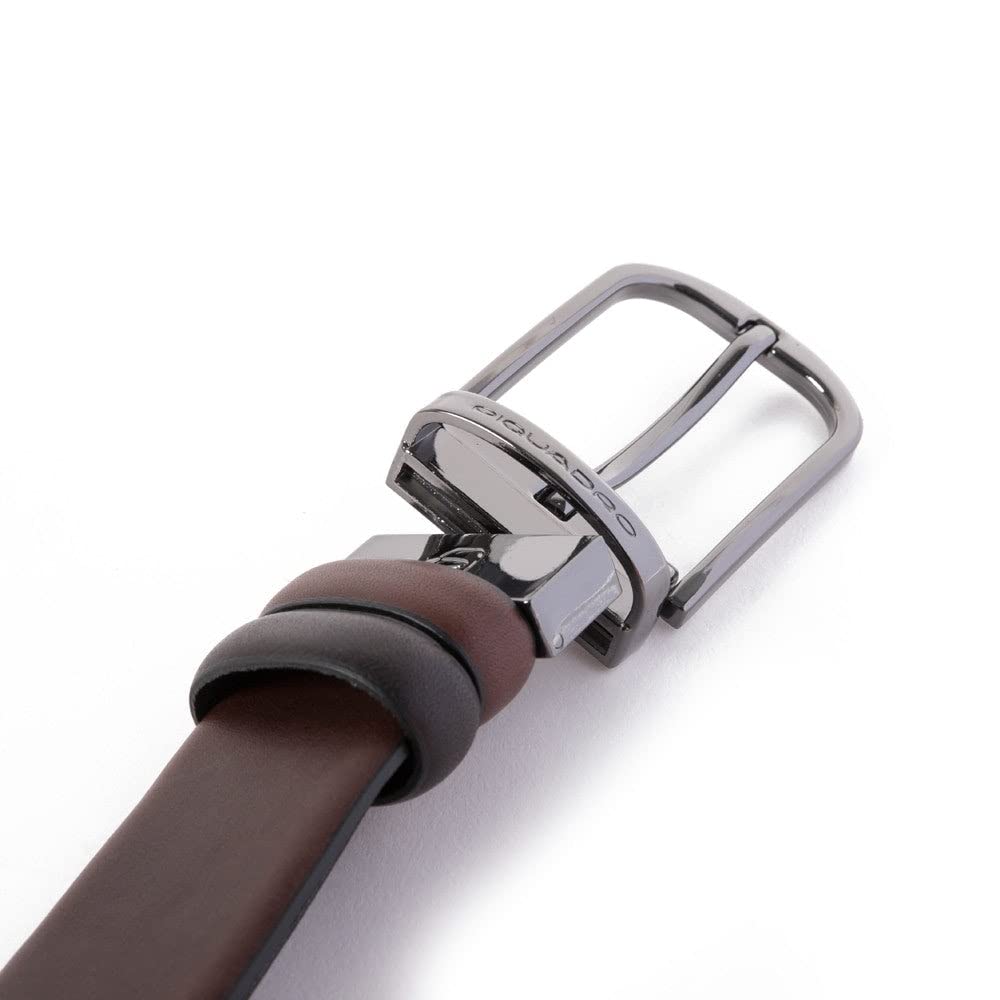 PIQUADRO - Cintura reversibile in pelle Black Square Testa di Moro,Nero