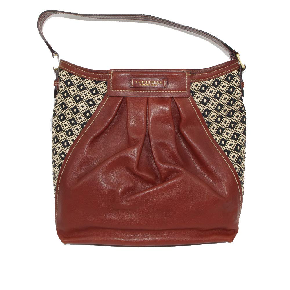 THE BRIDGE - Borsa a spalla in Cuoio e Rafia, Marrone