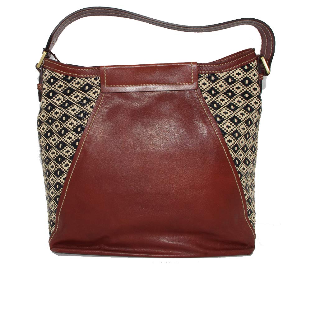 THE BRIDGE - Borsa a spalla in Cuoio e Rafia, Marrone