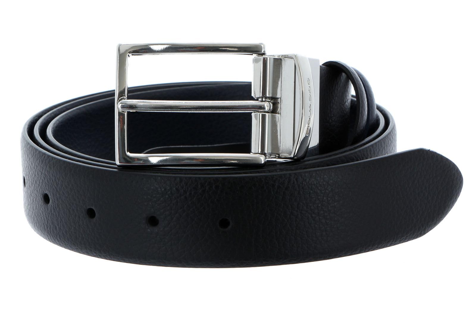 PIQUADRO - Cintura reversibile in pelle martellata Modus Nero,Blu