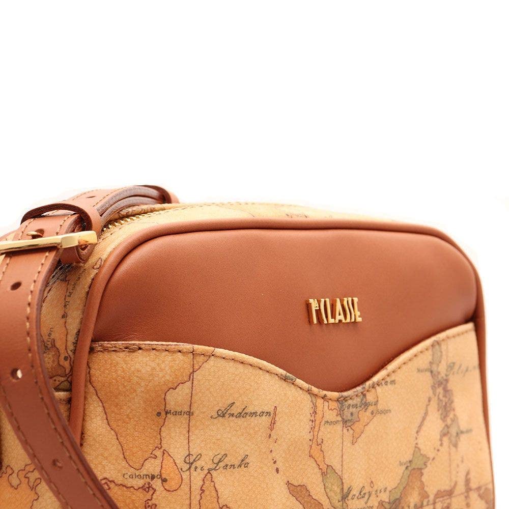 ALVIERO MARTINI - Tracollina con catena e stampa geo classic, Beige