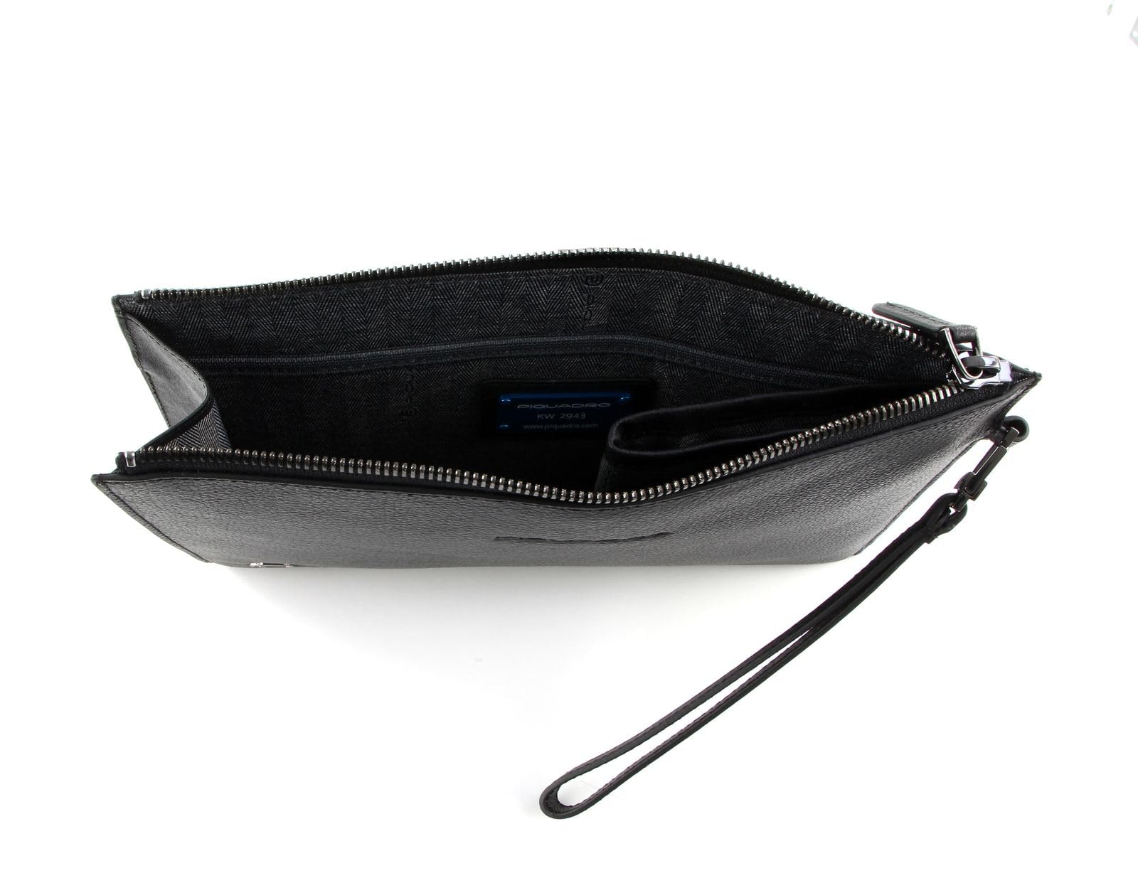 PIQUADRO - Pochette in pelle sottile Black Square Nera