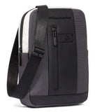 PIQUADRO - Borsello porta iPad in tessuto riciclato e pelle linea brief, Grigio/Nero