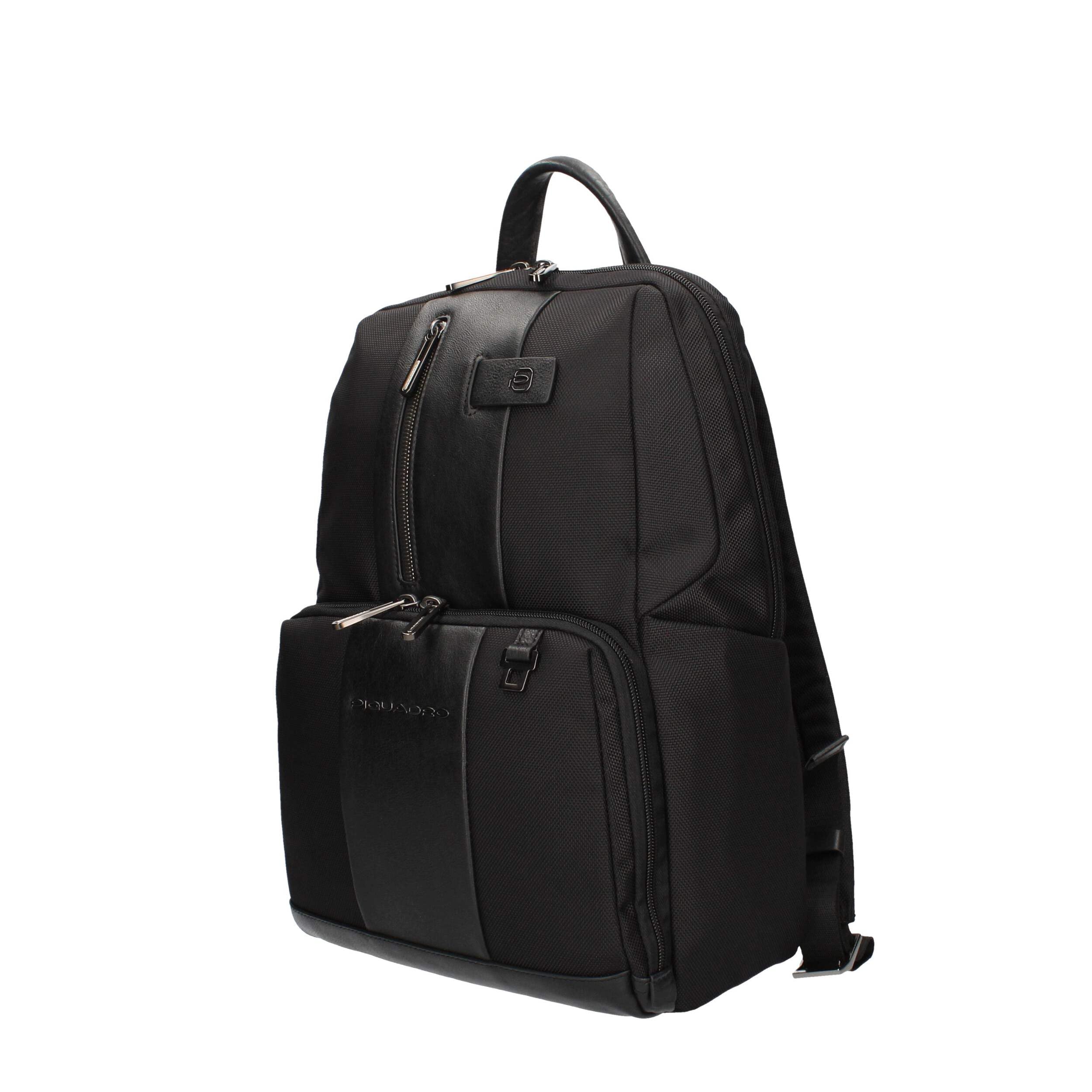 Piquadro - Zaino medio porta pc 14 in tessuto linea Brief, Nero