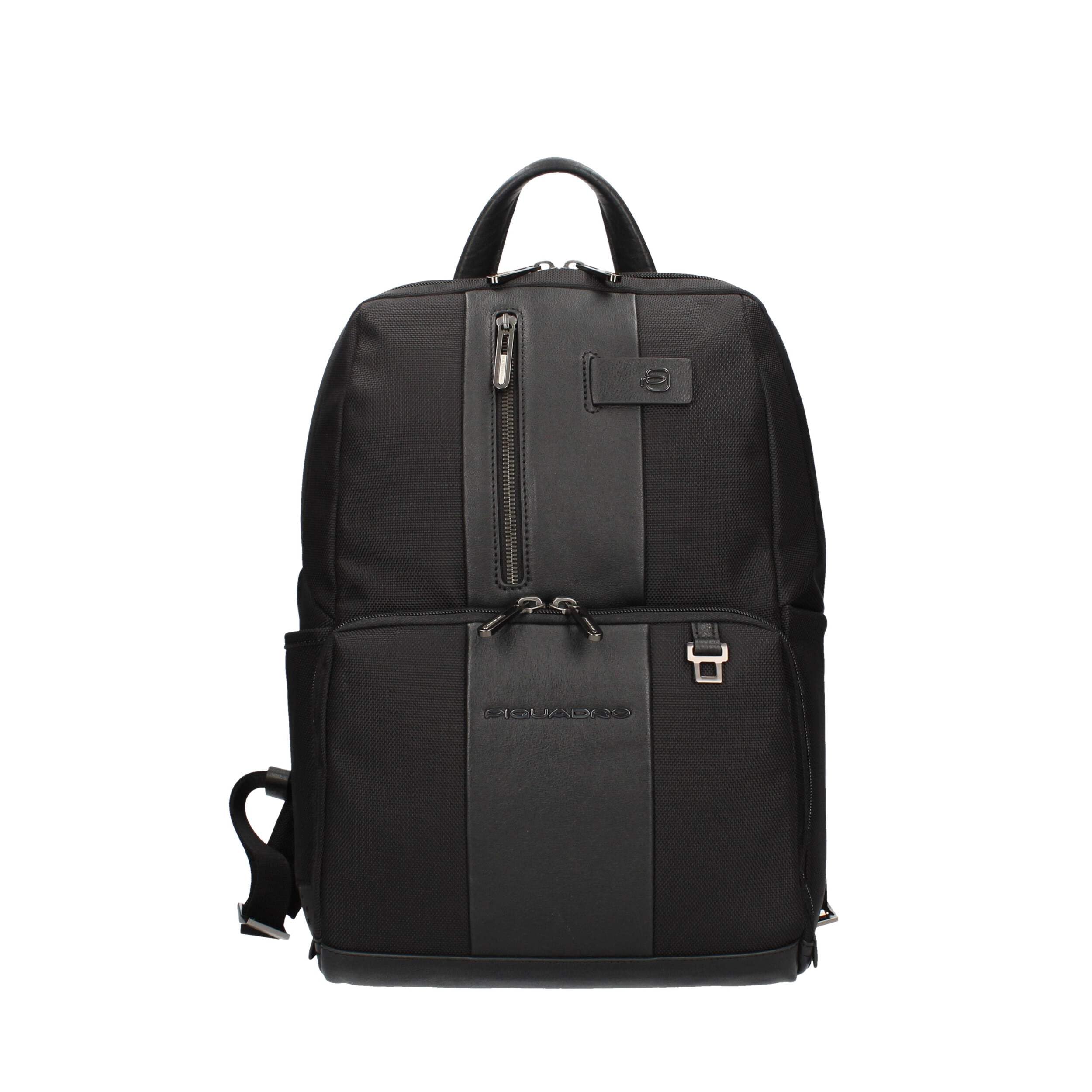 Piquadro - Zaino medio porta pc 14 in tessuto linea Brief, Nero