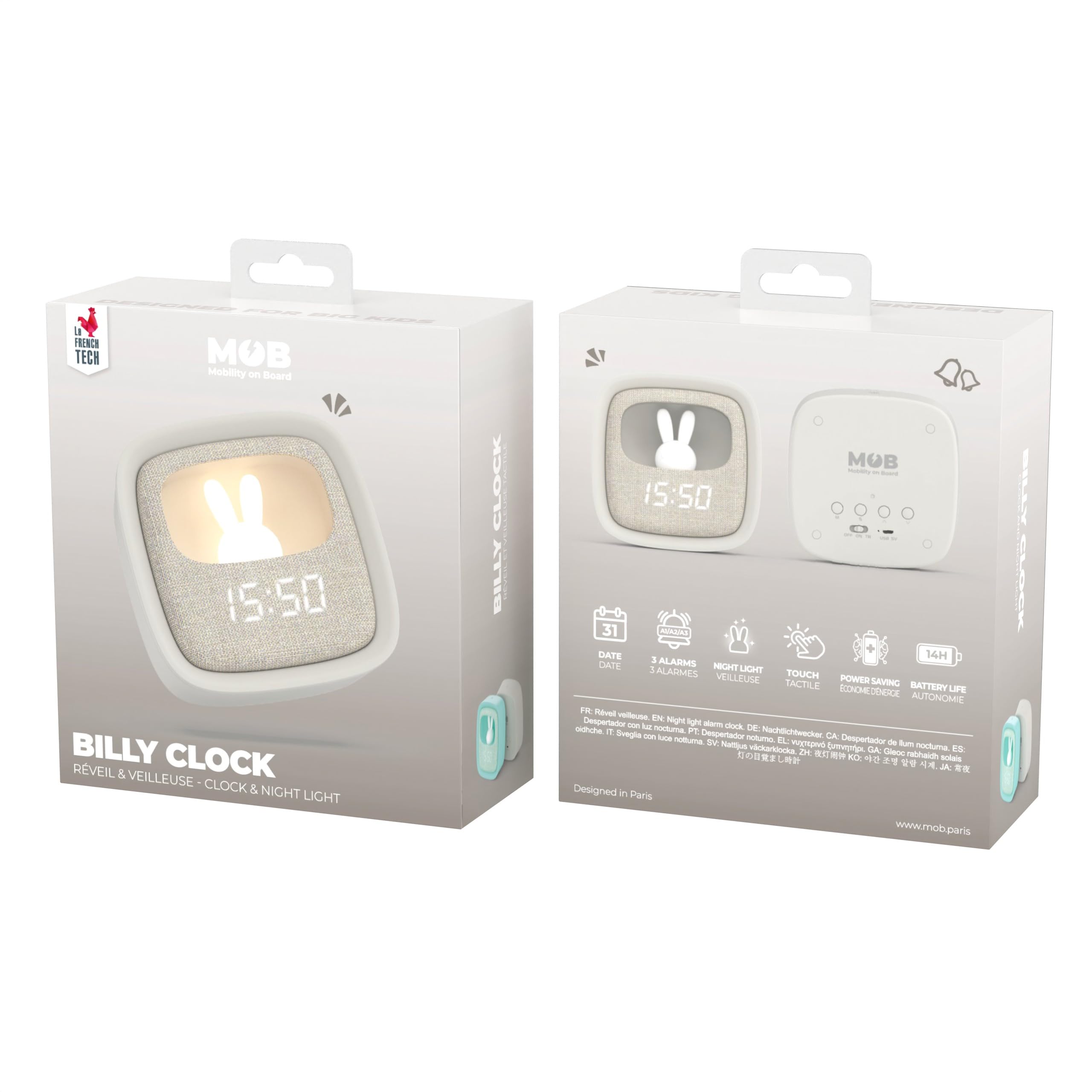 MOB - Sveglia e luce notturna, Billy Grigio