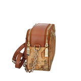 ALVIERO MARTINI - Borsa a spalla con catena e doppia zip, Beige