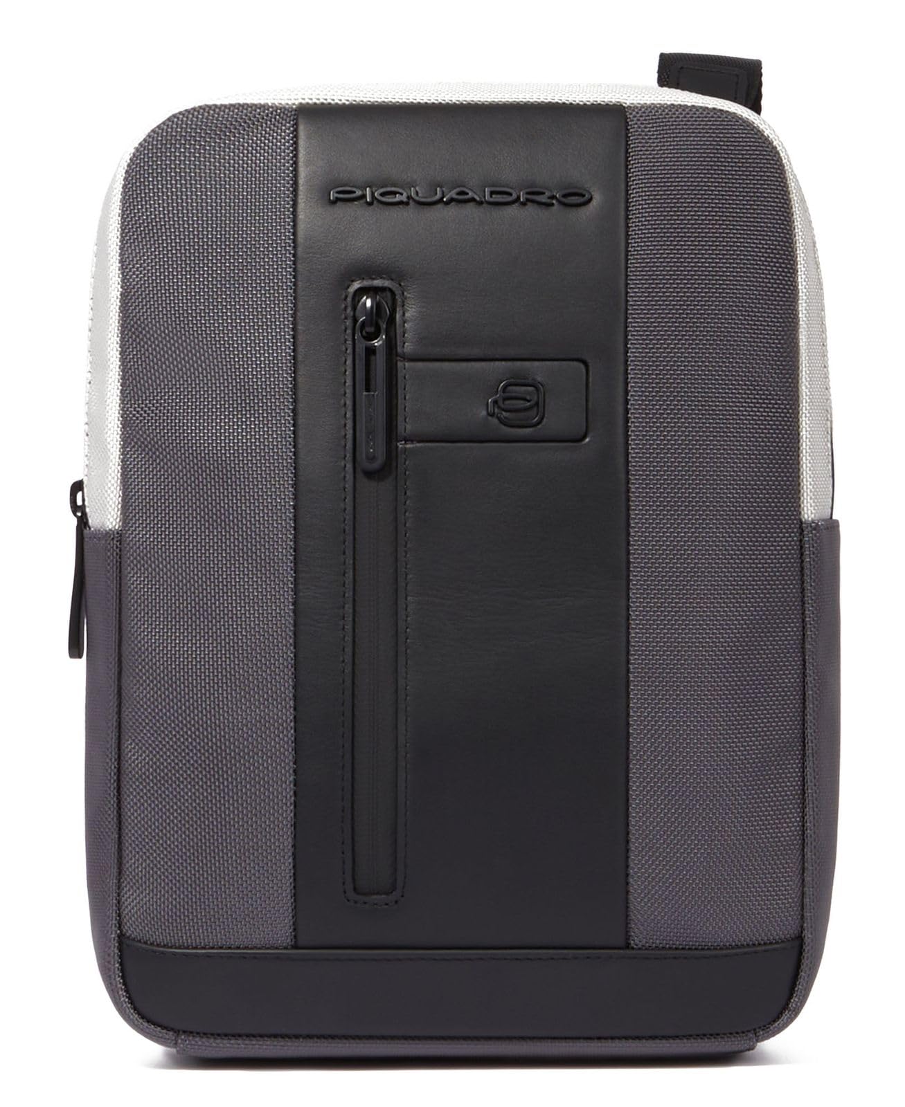 PIQUADRO - Borsello porta iPad in tessuto riciclato e pelle linea brief, Grigio/Nero