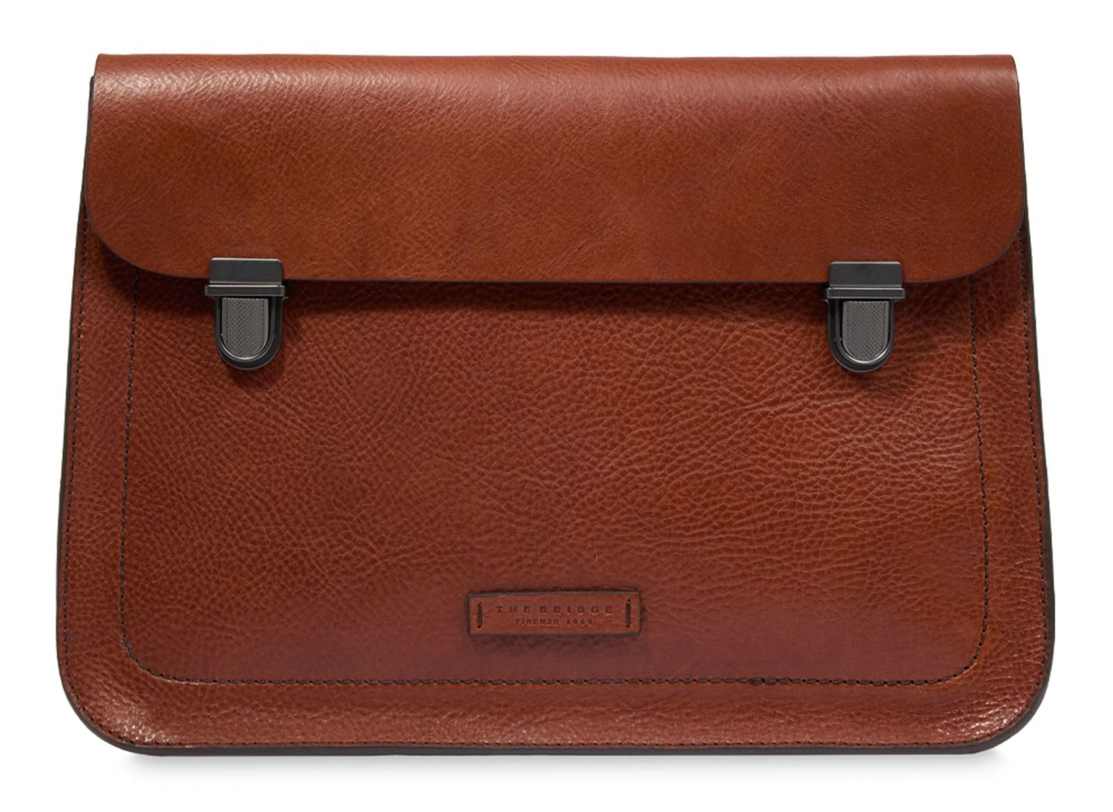 THE BRIDGE - Cartella in pelle martellata linea Ettore, Marrone