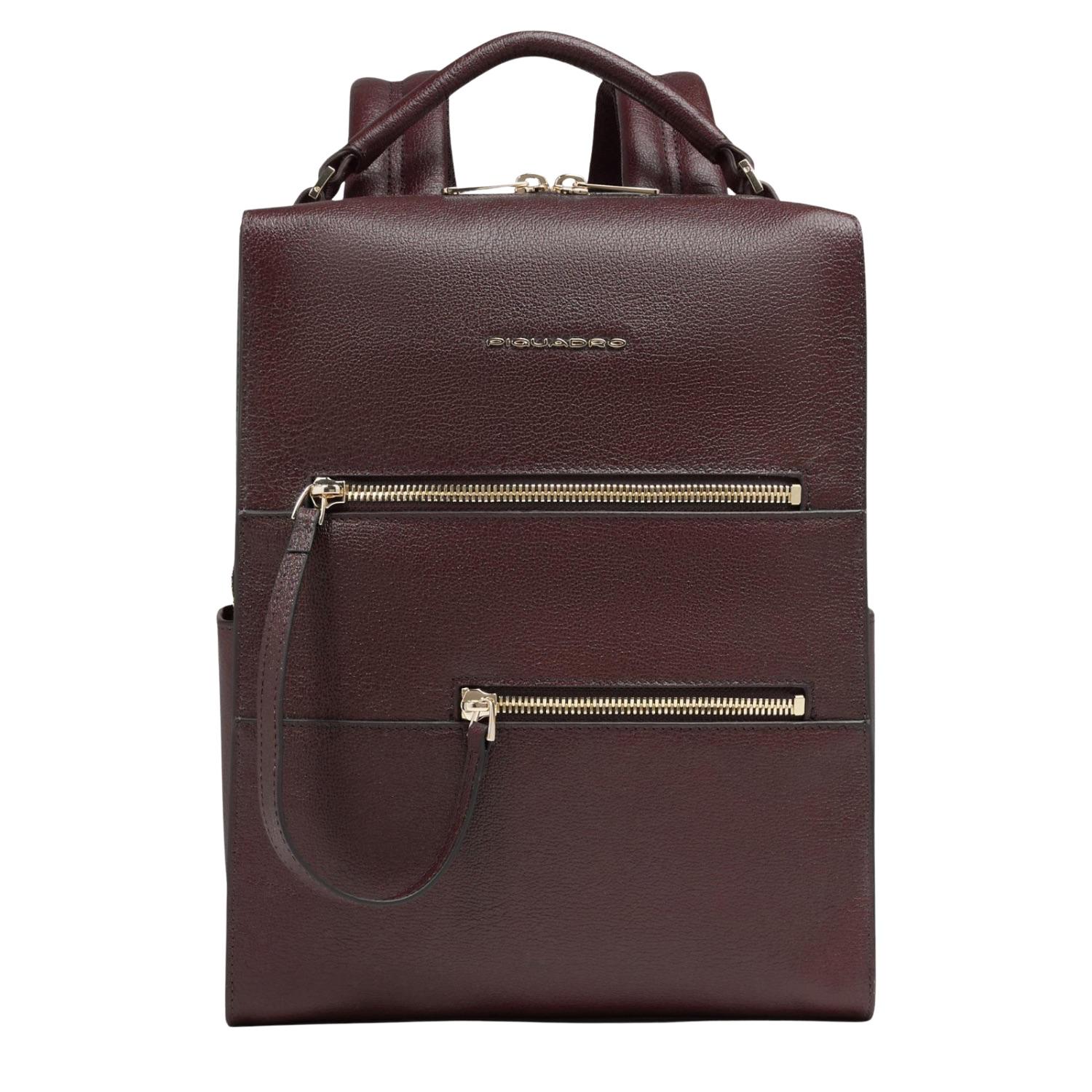 Piquadro - Zaino donna in pelle porta pc, Bordeaux