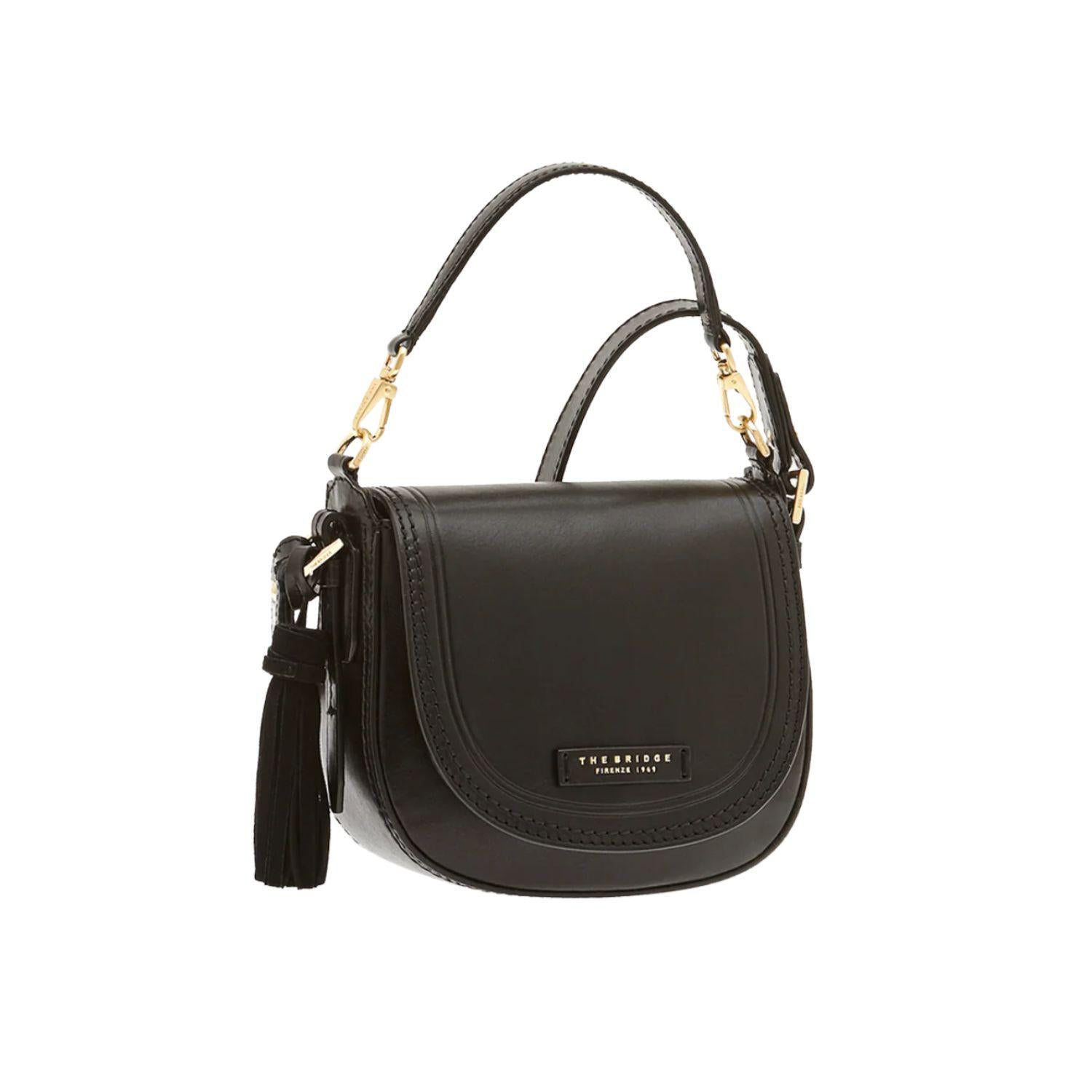 THE BRIDGE - Tracollina in pelle nera Pearldistrict, Nero