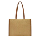 PATRIZIA PEPE - Borsa grande in rafia e pelle, Beige