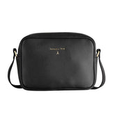 Borsa a tracolla in pelle martellata, Nero