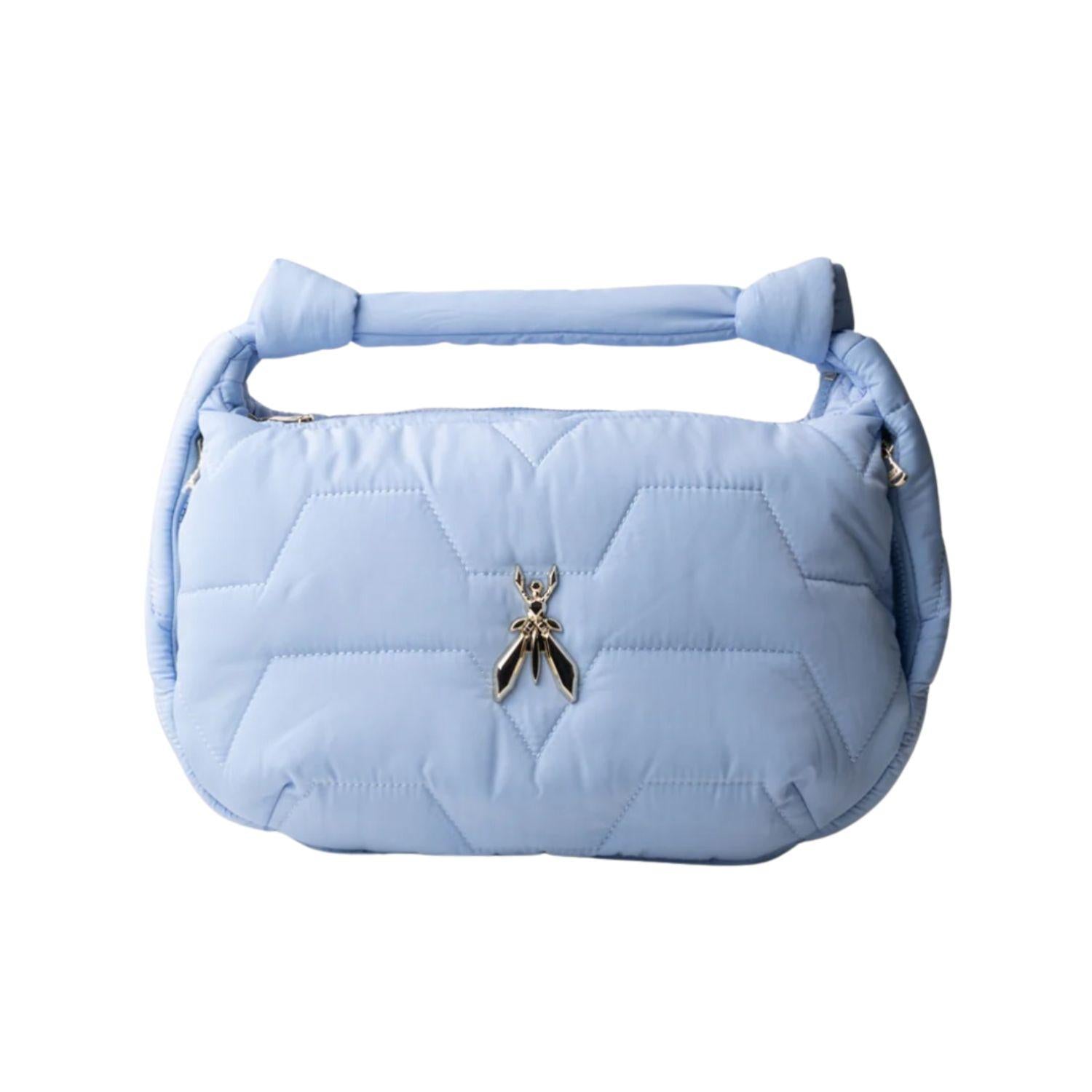 Patrizia Pepe - Borsa a spalla con zip in nylon, Azzurra