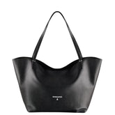 Shopping bag in pelle con pochette interna, Nero