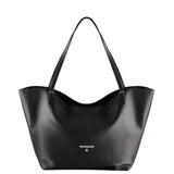 Shopping bag in pelle con pochette interna, Nero