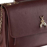 Patrizia Pepe - Borsa a tracolla con catena in pelle rigida, Bordeaux
