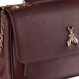 Patrizia Pepe - Borsa a tracolla con catena in pelle rigida, Bordeaux