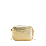 Camera case piccola in pelle con catena, Oro