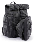 PIQUADRO - Zaino grande in tessuto e pelle modulare, Grigio e Nero