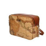 ALVIERO MARTINI - Borsa a spalla con catena e doppia zip, Beige